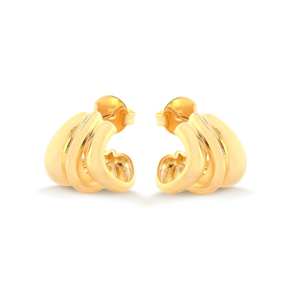 Boucles d'oreilles créoles doubles plaquées or 18K