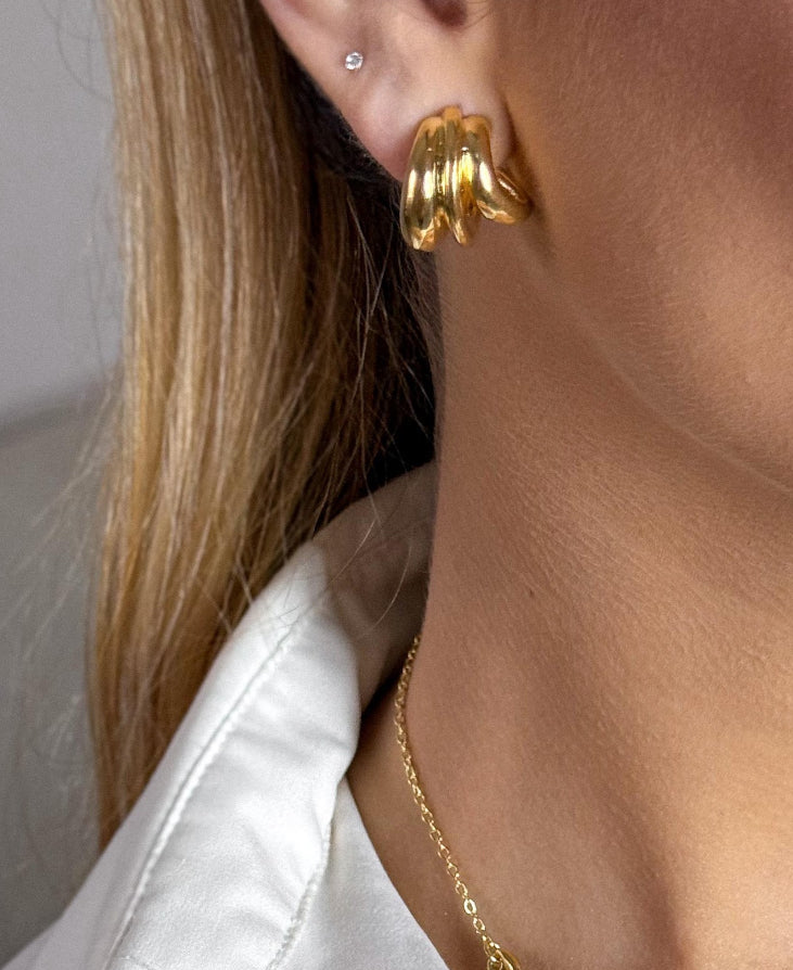 Boucles d'oreilles créoles doubles plaquées or 18K