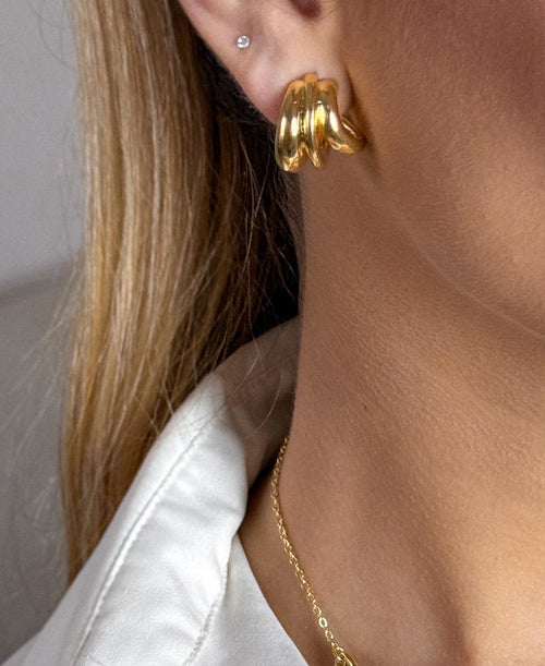 Boucles d'oreilles créoles doubles plaquées or 18K