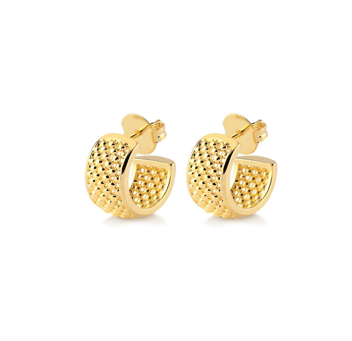 Créoles Doubles Pavées – Plaqué Or 18K