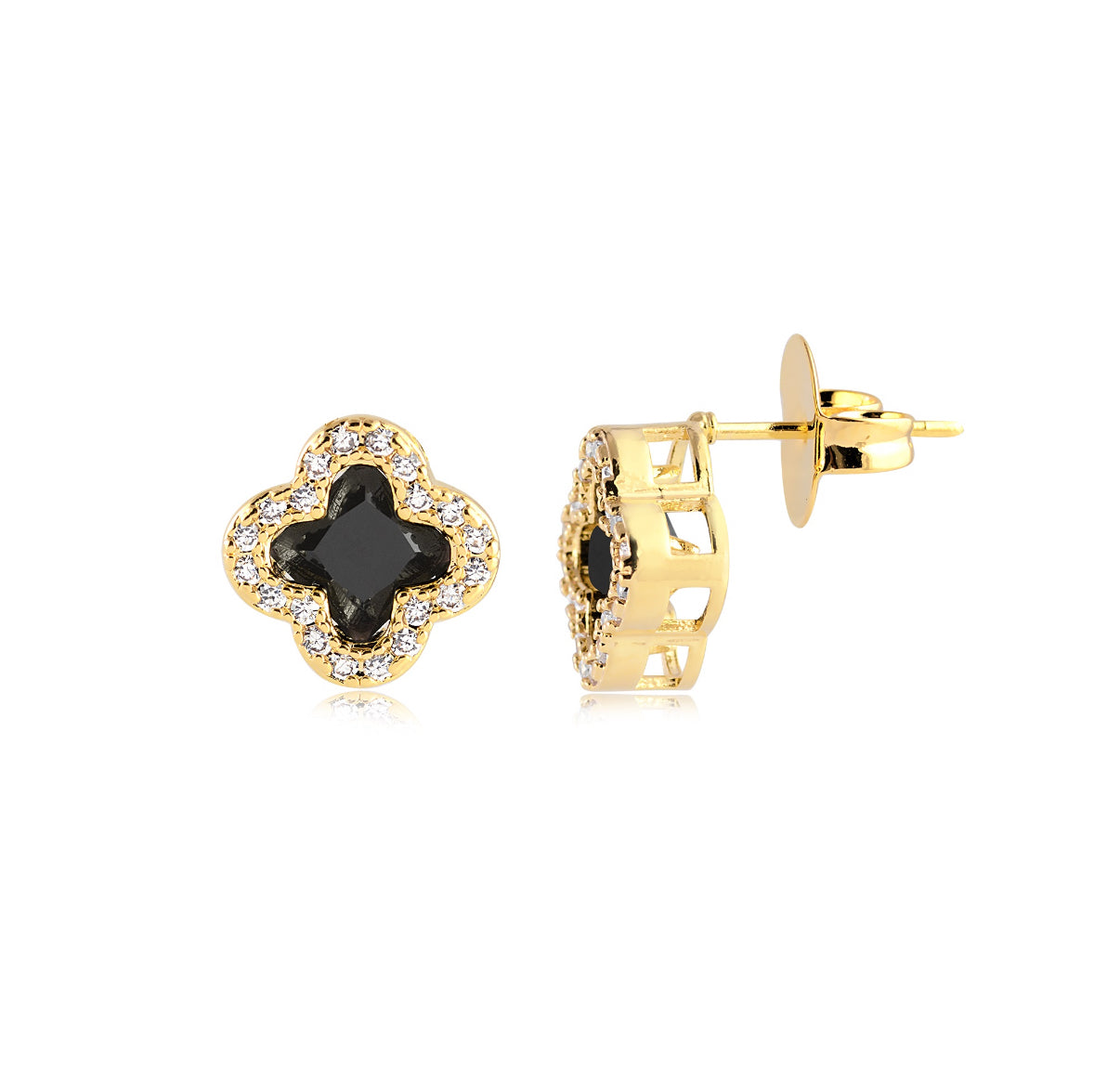 Boucles d'oreilles Trèfle Noir
