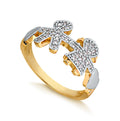 Bague Ajustable Deux Enfants avec Zircons – Plaquée Or 18K