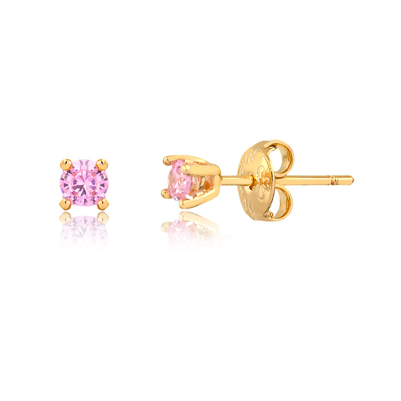 Boucles d'oreilles Puces avec Zircon Rose Clair