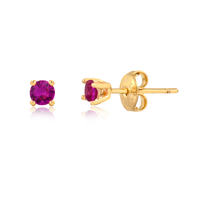 Boucles d'oreilles Puces avec Zircon Rose