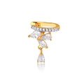 Boucle d'oreille Ear Cuff Dorée avec Zircons et Pampille Goutte