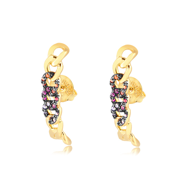 Créoles Chaîne avec Zircons Multicolores