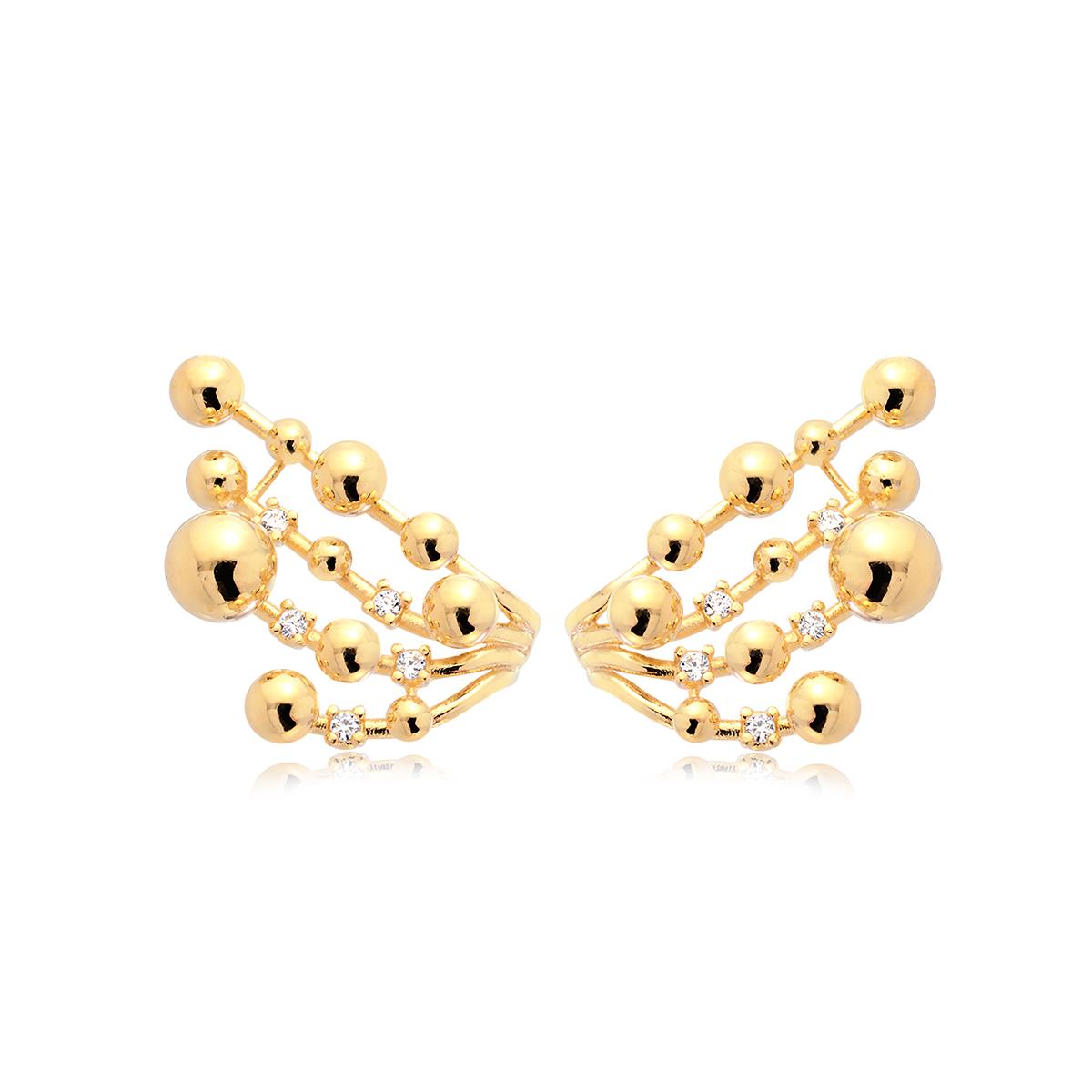 Boucles d'oreilles Ear Cuff dorées à billes