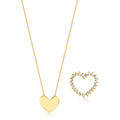 Collier Cœur Doré avec Bague Cœur Pavée de Zircons