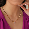 Collier Chaîne Serpent avec Pendentif Zircon Carré