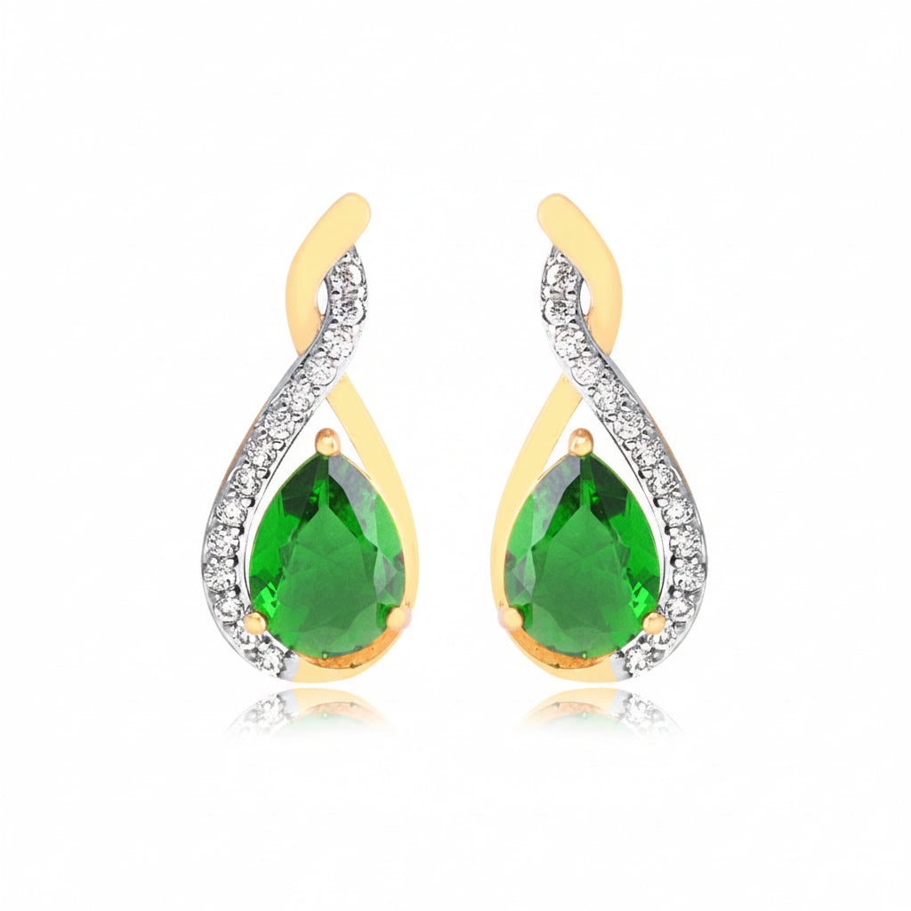 Boucles d'oreilles Goutte Émeraude avec Zircons